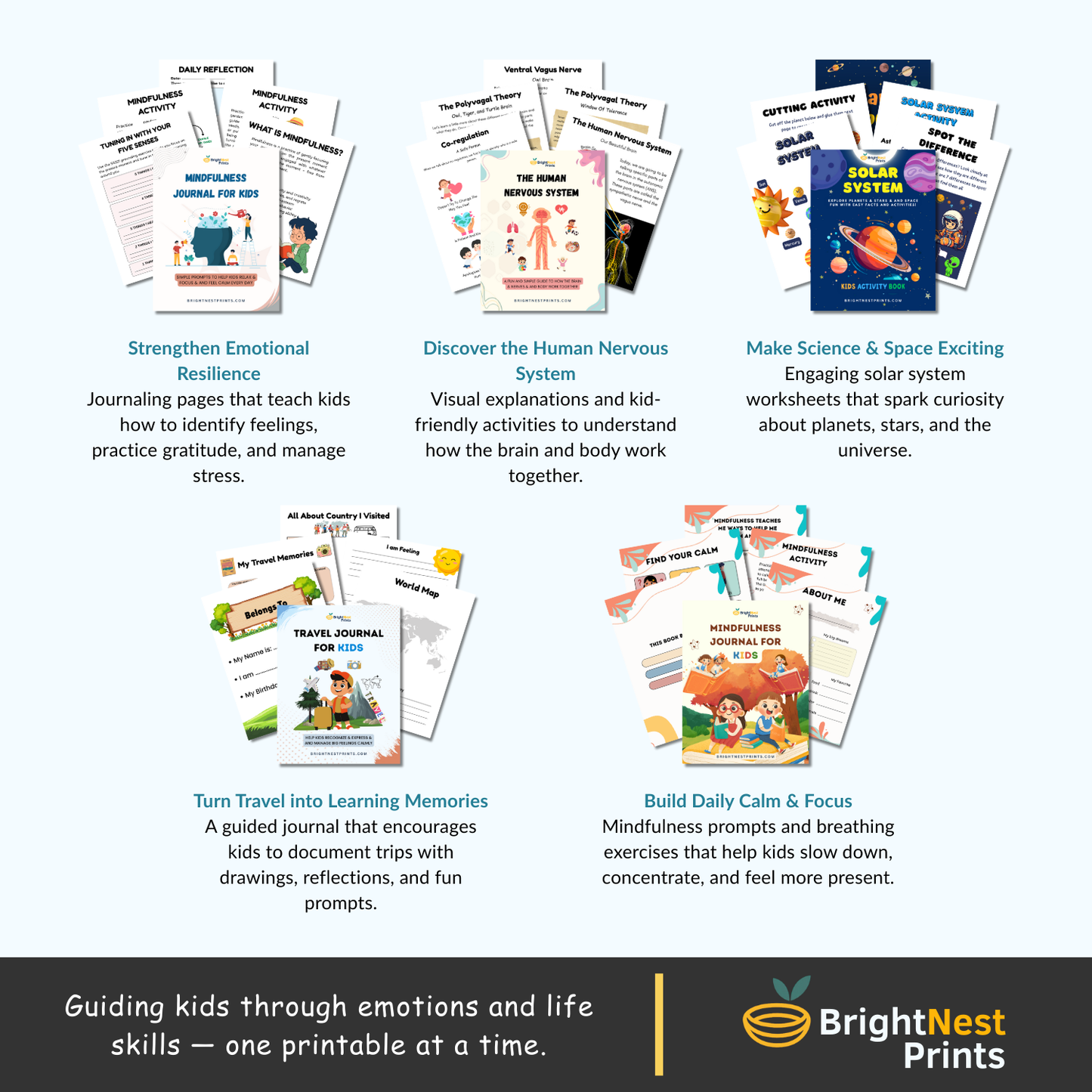 Kids’ Life Skills Bundle — 12 Workbooks to Build Confidence, Emotions & Daily Habits (+4 Bonuses)