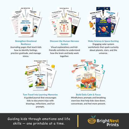 Kids’ Life Skills Bundle — 12 Workbooks to Build Confidence, Emotions & Daily Habits (+4 Bonuses)