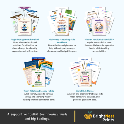 Kids’ Life Skills Bundle — 12 Workbooks to Build Confidence, Emotions & Daily Habits (+4 Bonuses)