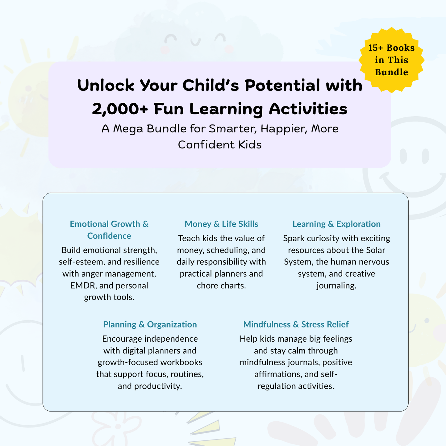 Kids’ Life Skills Bundle — 12 Workbooks to Build Confidence, Emotions & Daily Habits (+4 Bonuses)